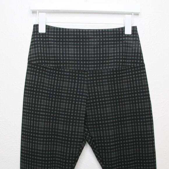 LYSSE Plaid High Rise Leggings Slimming Tummy Panel Charcoal Gray Black Sz M - Picture 3 of 9